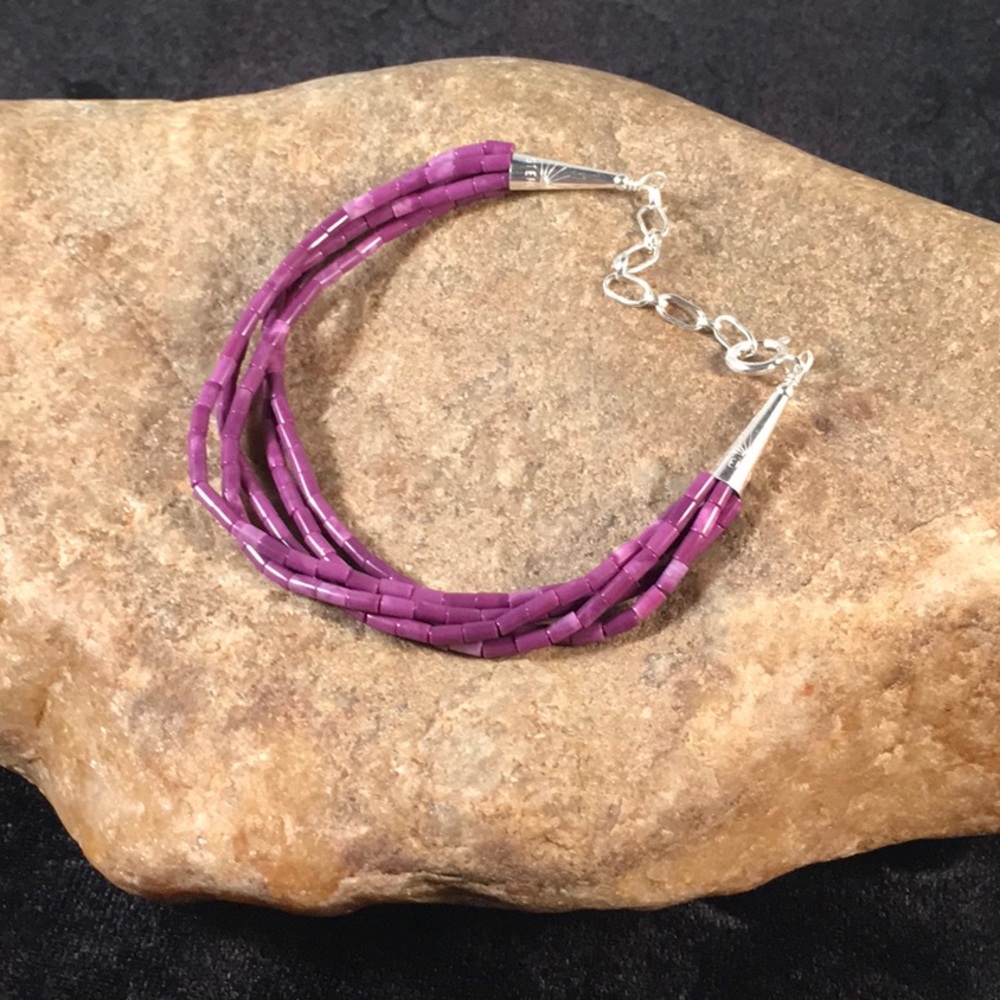 Sterling Silver 5 Strand Sugilite bracelet 8” - Picture 7 of 8